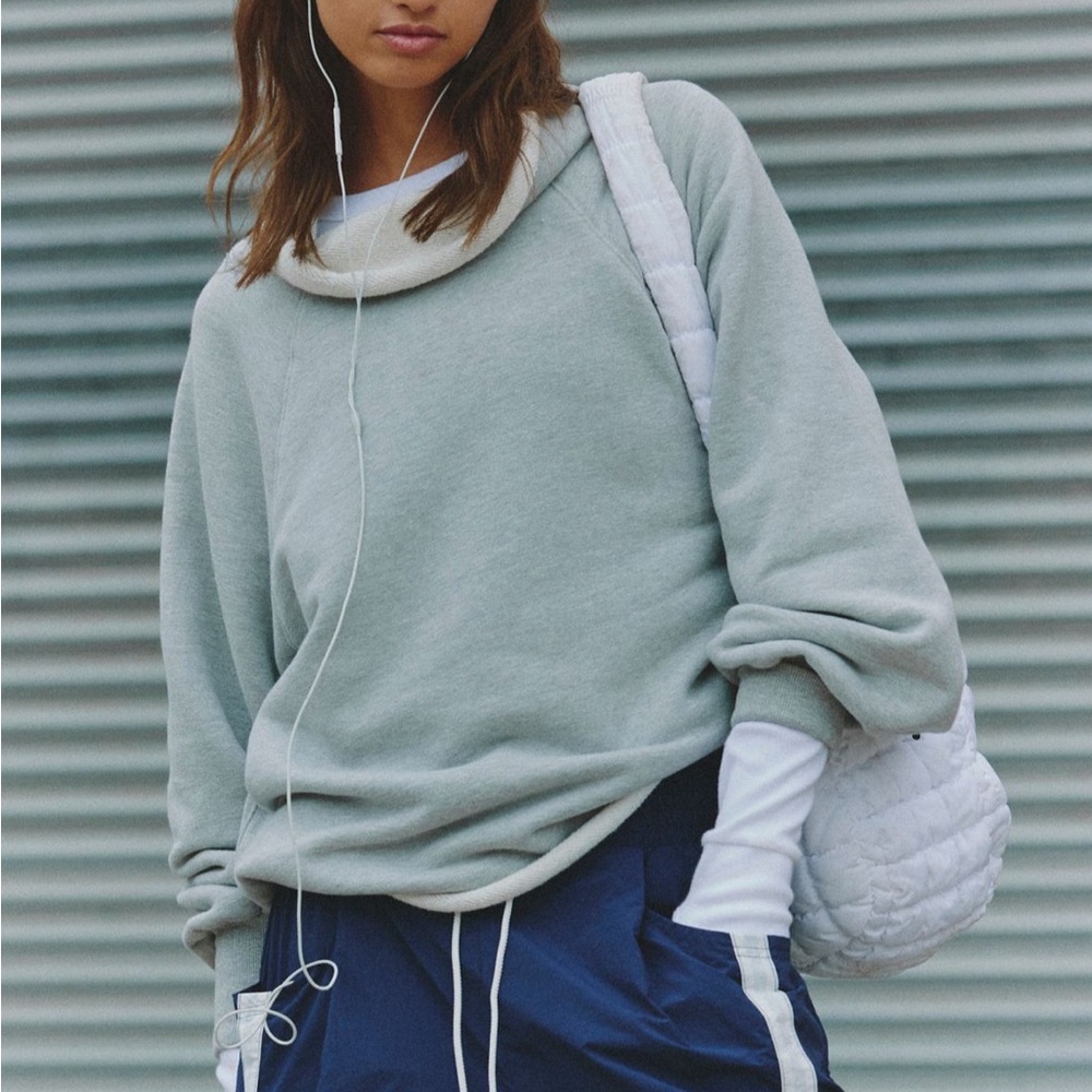 NWT Free People FP Movement Cutback Mock Neck Pullover Gray  XS
